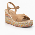 Zeppa incrocio Alma en Pena in corda multicolore in suede Beige