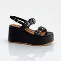 Zeppa platform AL321 con bottoni in nappa Nera