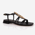 Sandalo basso Albano con Gioiello in pelle soft Nero