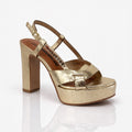 Sandali Barachini con Plateau in pelle Platino