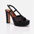 Sandali Barachini con Plateau in nappa Nero