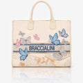 Borsa a Mano Tote Braccialini Jacquard Beige Butterfly
