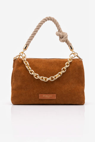 Borsa a spalla Reflex Suede grande suede Cuoio
