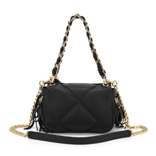 Isabel – Borsa a spalla piccola con frange Black