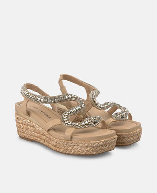 Zeppa con Serpente gioiello Alma en Pena in pelle Beige