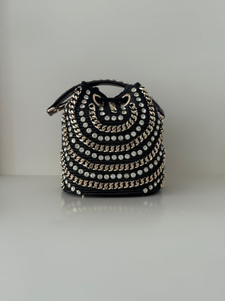 Mirror Bucket Secchiello Rafia Black