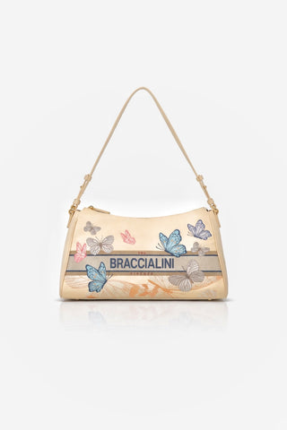 Borsa a Spalla Braccialini Jacquard Beige Butterfly