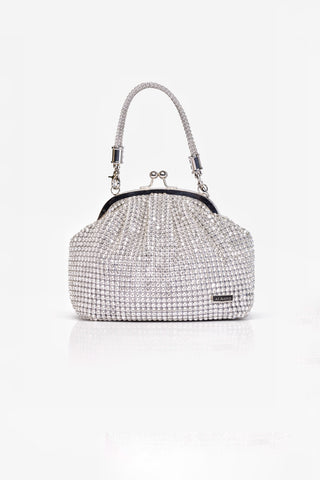 Borsa piccola Albano con strass all-over Argento
