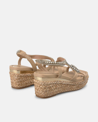 Zeppa con Serpente gioiello Alma en Pena in pelle Beige