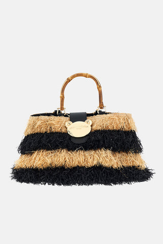 Borsa a mano con frange cocco Black