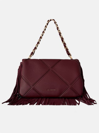 Isabel  – Borsa a spalla grande con frange Cherry