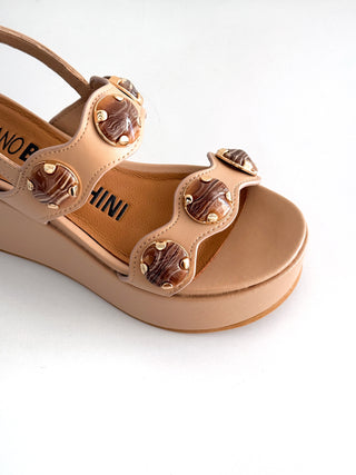 Zeppa platform AL321 con bottoni Nappa Camel