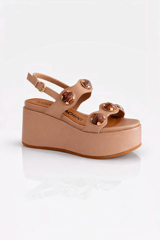 Zeppa platform AL321 con bottoni Nappa Camel