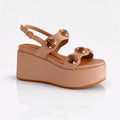Zeppa platform AL321 con bottoni Nappa Camel