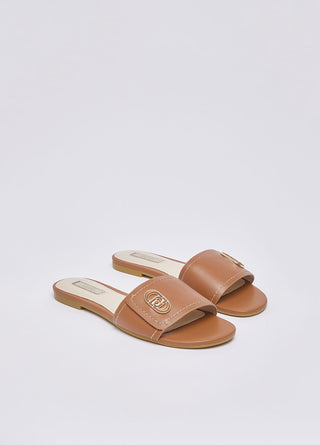 Ciabatte flat Sandy Liu Jo in pelle Saddle Cuoio