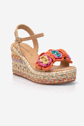 Zeppa in corda con fiori Crochet Multicolor