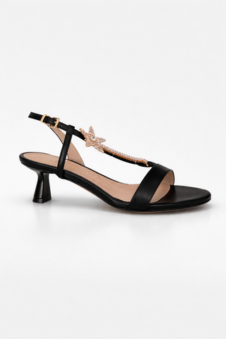 Sandalo Albano con Stella gioiello in soft Nero