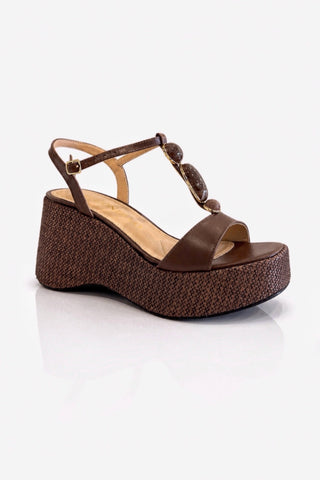 Zeppa platform in pelle Marrone