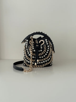 Mirror Small Bucket Secchiello Rafia Black