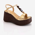 Zeppa platform in pelle Platino