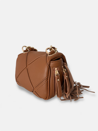 Isabel – Borsa a spalla piccola con frange Cuoio