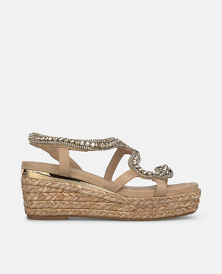 Zeppa con Serpente gioiello Alma en Pena in pelle Beige
