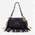 Isabel – Borsa a spalla piccola con frange Black