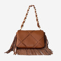 Isabel – Borsa a spalla piccola con frange Cuoio