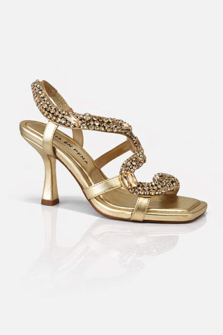 Sandalo Diva Gold con Serpente in pelle Platino
