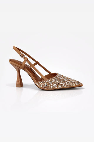 Slingback gioiello AL253 con strass Ambra