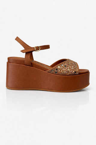 Zeppa platform AL326 con Ambra-Strass Cuoio