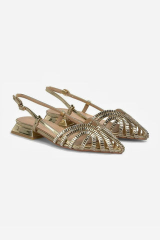 Slingback Mirror Gold Alma en Pena in pelle Platino