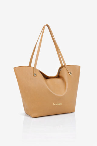 Borsa Shopper Braccialini Ariel in pelle Biscuit