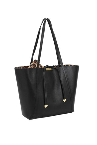 Shopper Double Braccialini in pelle Black