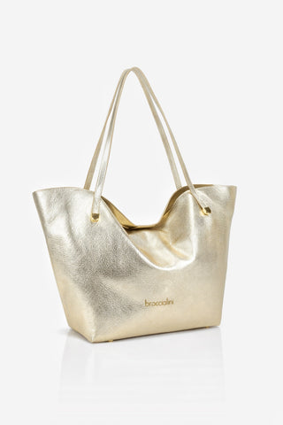 Borsa Shopper Braccialini Ariel in pelle Metal Gold