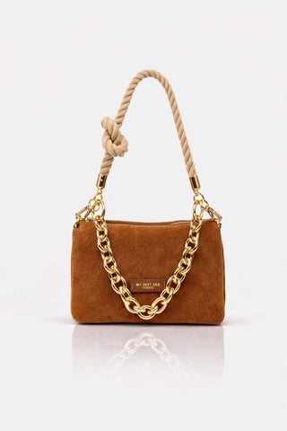 Borsa a spalla Reflex Suede piccola Cuoio