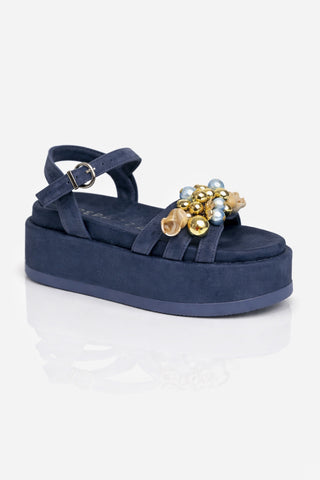Sandali Platform Apepazza Peony 02 in suede Blue