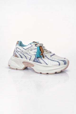 Gio+ Dalia Cecilia - Sneaker Alta in pelle e glitter Combi Mucca