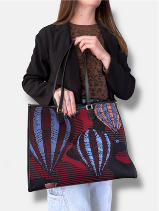 Atena Millennium – Tote bag in pelle Planetaire Mongolfiere