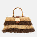Borsa a mano con frange cocco Brown