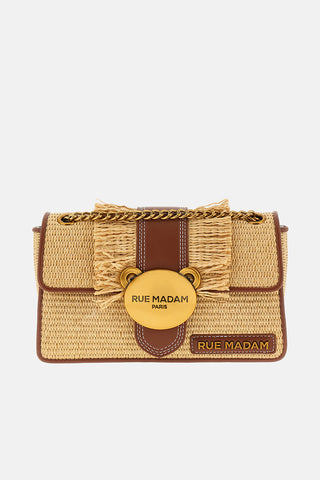 Borsa a tracolla Teddy IT-BAG in Rafia Brown