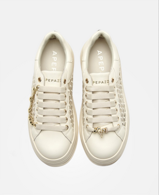 Apepazza Lifty15 - Sneaker Gioiello in pelle Traforata Cream