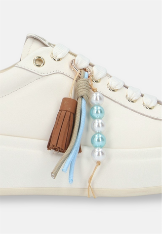 Sneaker Gio+ Oliva/Giulia in pelle Latte con Orsetto