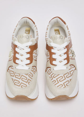 Sneaker Liu Jo Maxi Wonder Plus 02 super platform in monogram jacquard Beige