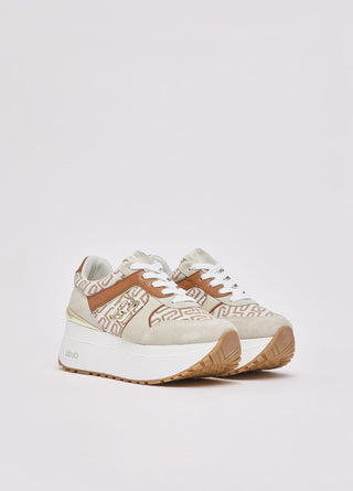 Sneaker Liu Jo Maxi Wonder Plus 02 super platform in monogram jacquard Beige