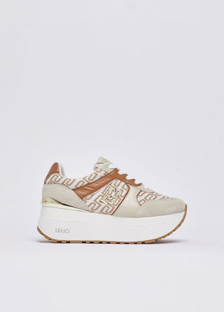 Sneaker Liu Jo Maxi Wonder Plus 02 super platform in monogram jacquard Beige