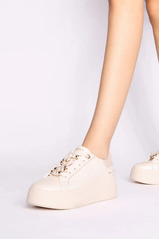 Sneaker gioiello ToscaBlu Clara con perle in pelle Beige