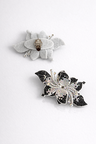Clip gioiello Silver-Strass Nero