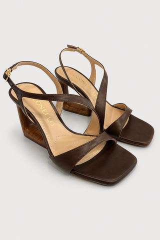 Sandalo con tacco scultura Cecconello in pelle Marrone