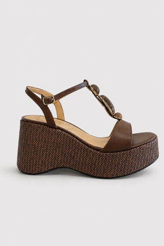 Zeppa platform in pelle Marrone